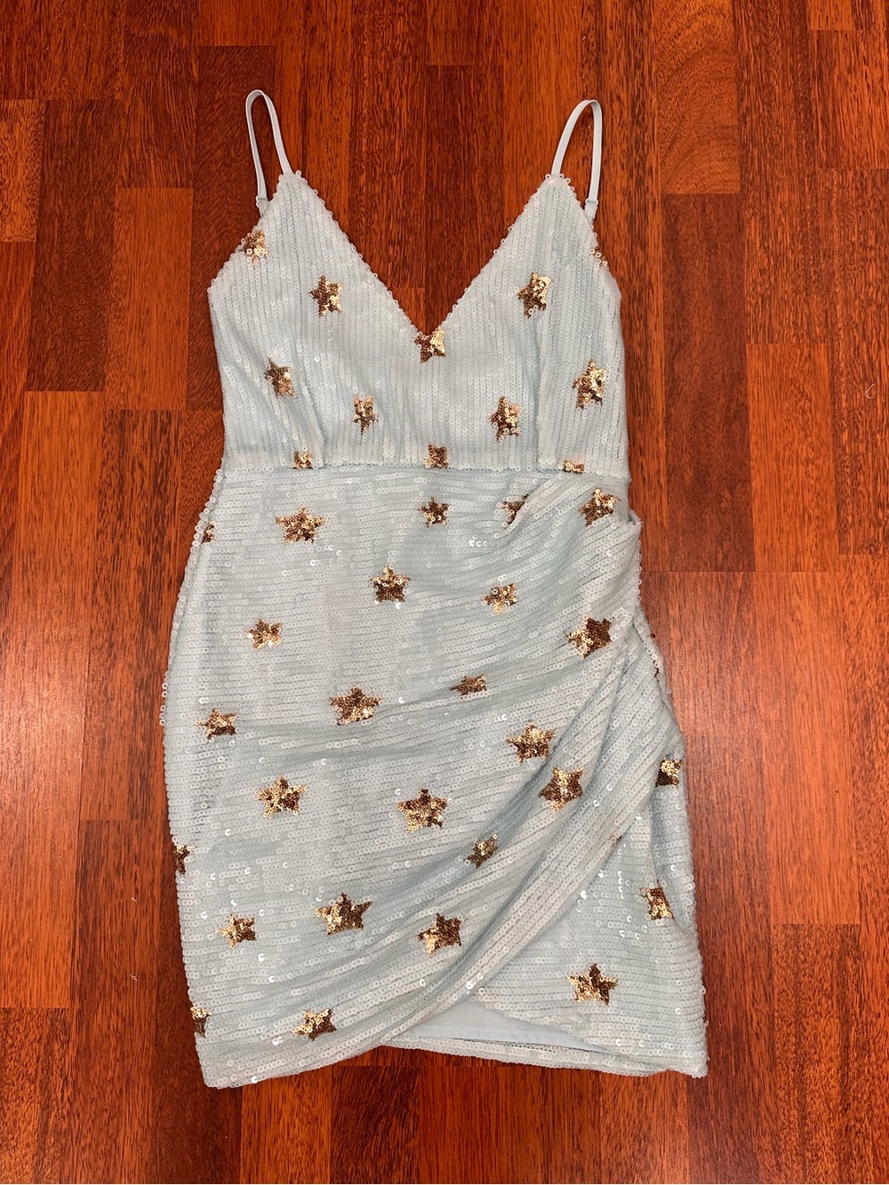 Superdown REVOLVE  Dina Light Blue Sequins Star-Embellished Mini Dres. Party. S - Picture 8 of 16